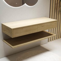 ALMOST PERFECT - 1200mm Oak Wall Hung Countertop Shelves - Lugo