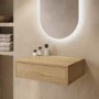 600mm Oak Wood Effect Wall Hung Countertop Vanity Unit - Lugo