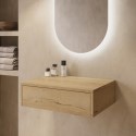 LUGOAK600 600mm Oak Wood Effect Wall Hung Countertop Vanity Unit - Lugo