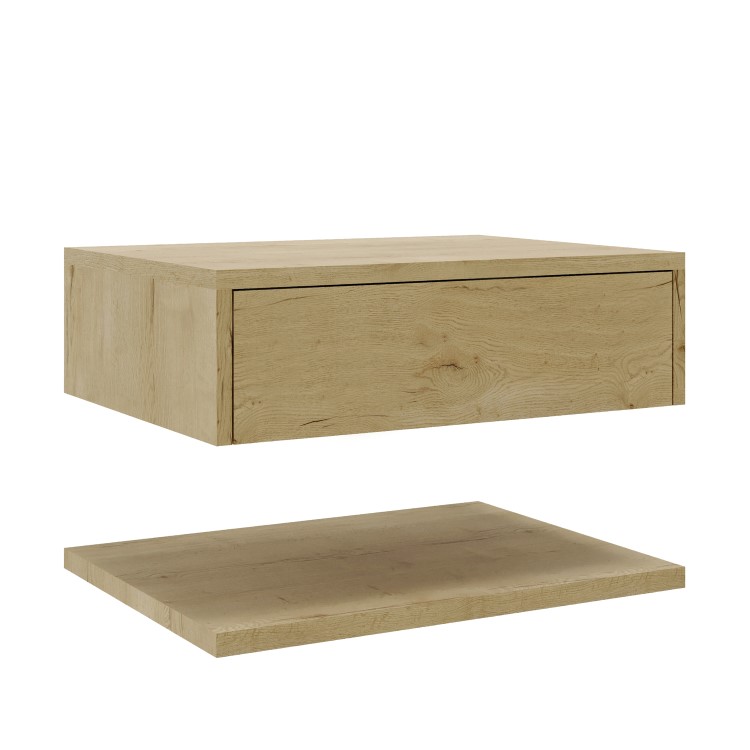 GRADE A1 - 600mm Oak Wall Hung Countertop Shelves - Lugo