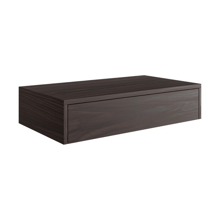 800mm Walnut Wall Hung Countertop Vanity Unit with Square Basin - Lugo