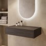 GRADE A1 - 800mm Walnut Wood Effect Wall Hung Countertop Vanity Unit - Lugo