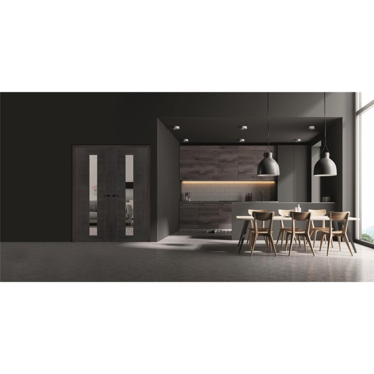 Internal Grey Laminate Glazed Door with Clear Glass - Pre-Finished - 1981 x 610 x 35mm - Forli - XL Joinery