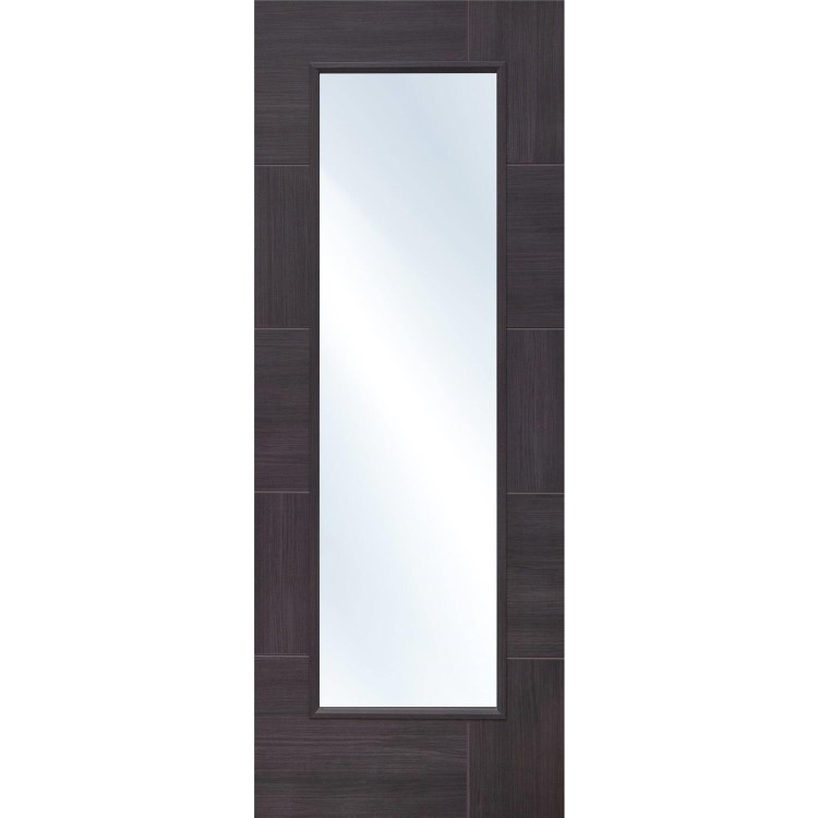 Internal Grey Laminate Fully-Glazed Door with Clear Glass - Pre-Finished - 2040 x 726 x 40mm - Ravenna - XL Joinery