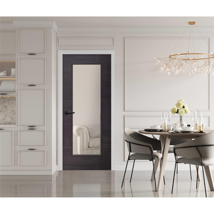Internal Grey Laminate Fully-Glazed Door with Clear Glass - Pre-Finished - 2040 x 726 x 40mm - Ravenna - XL Joinery