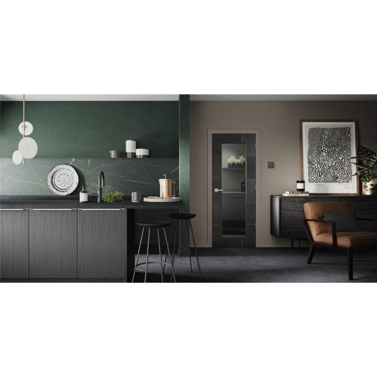 Internal Grey Laminate Fully-Glazed Door with Clear Glass - Pre-Finished - 2040 x 726 x 40mm - Ravenna - XL Joinery