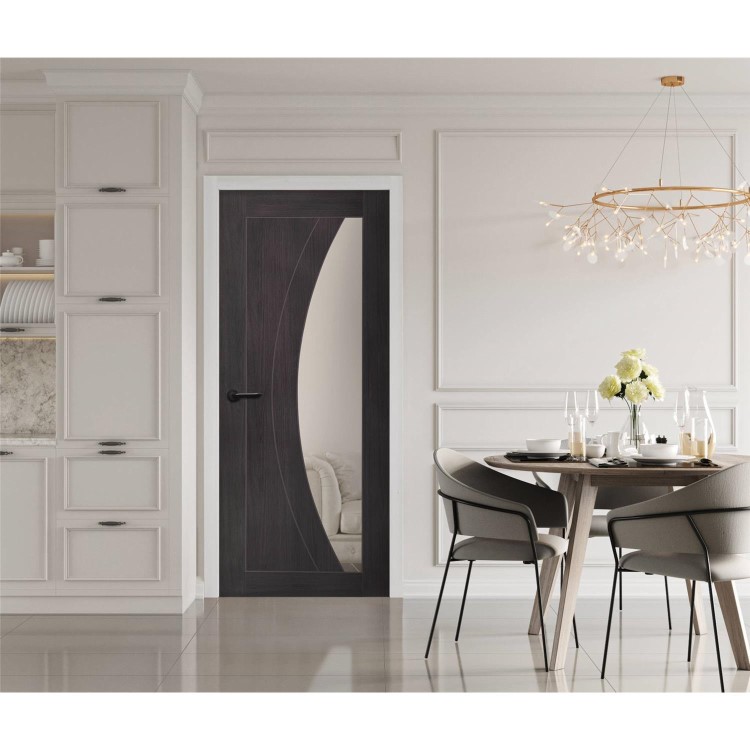 Internal Grey Laminate Glazed Door with Clear Glass - Pre-Finished - 1981 x 686 x 35mm - Salerno - XL Joinery