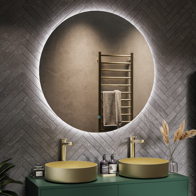 Round Backlit LED Bathroom Mirror with Demister 1000mm - Luna