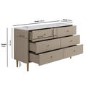 Wide Taupe Marble Top Fluted Chest of 6 Drawers - Lucia