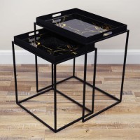 Black Metal Tray Tables - Set of 2 - Lux
