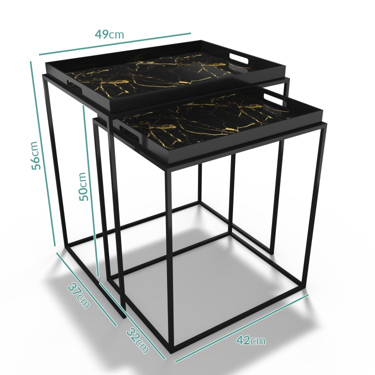 Black Metal Tray Tables - Set of 2 - Lux