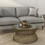 Gold Round Basket Coffee Table with Glass Top - Lux