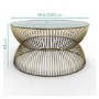 Gold Round Basket Coffee Table with Glass Top - Lux