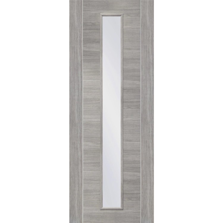 Internal Laminate White Grey Forli with Clear Glass - Pre-Finished, 2040 x 826 x 40 mm