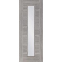 Internal Laminate White Grey Palermo with Clear Glass - Pre-Finished, 2040 x 926 x 40 mm