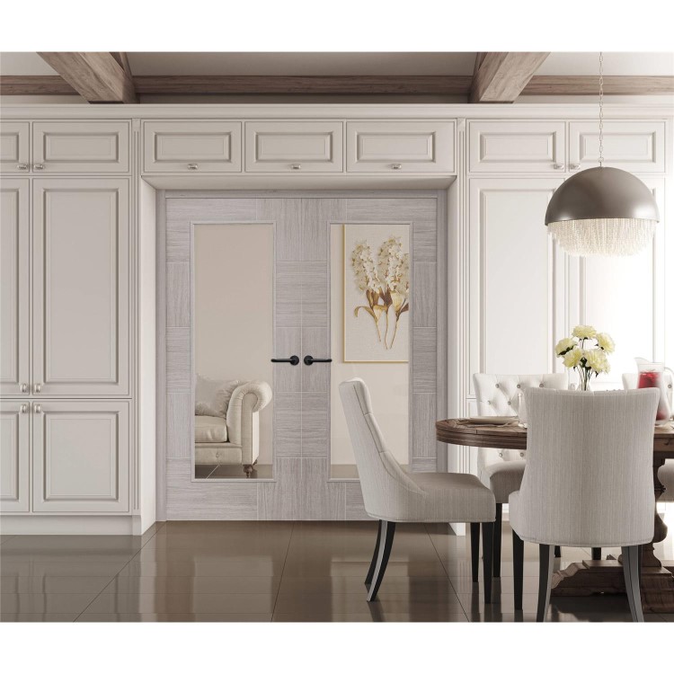 Internal Grey Laminate Fully-Glazed Door with Clear Glass - Pre-Finished - 2040 x 926 x 40mm - Ravenna - XL Joinery
