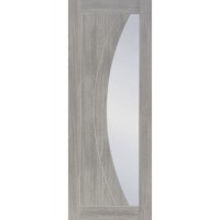 Internal Laminate White Grey Salerno with Clear Glass - Pre-Finished, 2040 x 826 x 40 mm