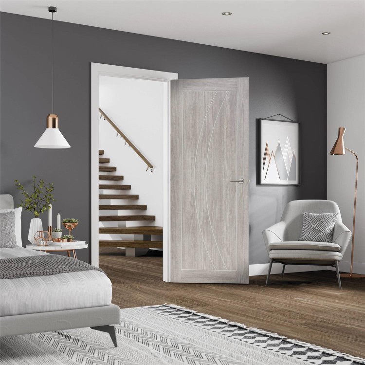 Internal Laminate White Grey Salerno - Pre-Finished, 2040 x 926 x 40 mm