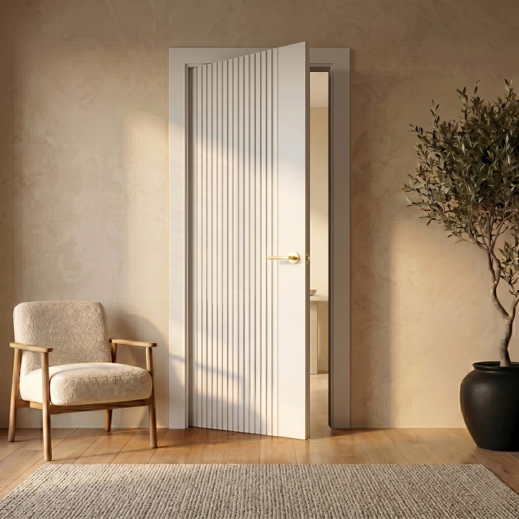 Internal White Laminate Glazed Door with Clear Glass - Pre-Finished - 1981 x 686 x 35mm - Stria - XL Joinery