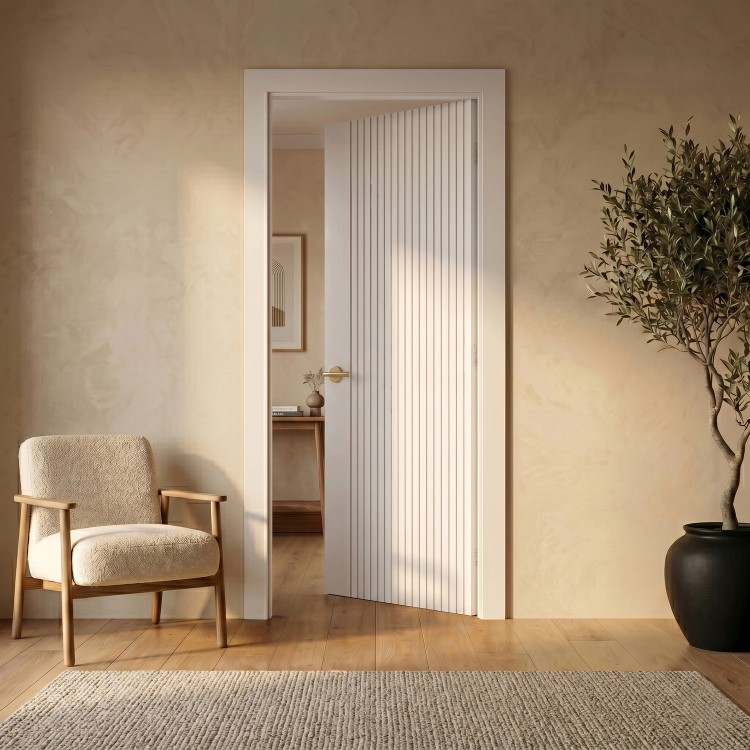 Internal White Laminate Door - Pre-Finished - 1981 x 686 x 35mm - Stria - XL Joinery