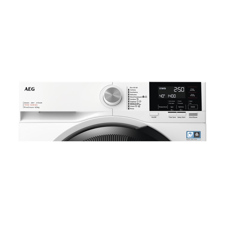 Refurbished AEG 7000 Series ProSteam LWR7195M4B Freestanding 9/5KG 1400 Spin Washer Dryer White