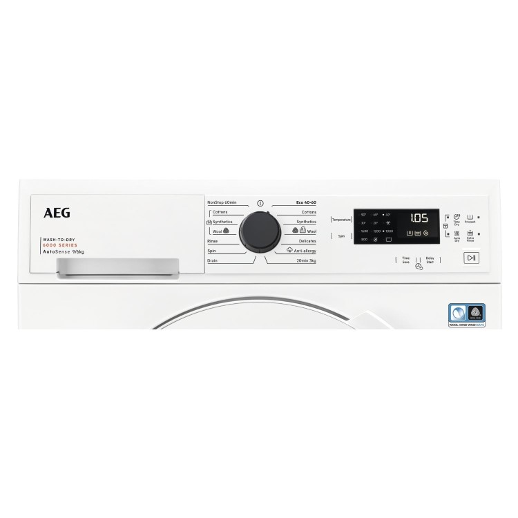Refurbished AEG 6000 Series AutoSense LWX60966B Freestanding 9/6KG 1600 Spin Washer Dryer White