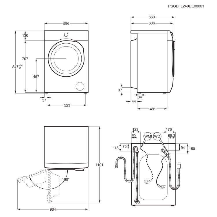 Refurbished AEG 6000 Series AutoSense LWX60966B Freestanding 9/6KG 1600 Spin Washer Dryer White