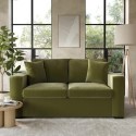 LYT002 Olive Green Velvet Pull Out Sofa Bed - Seats 2 - Layton