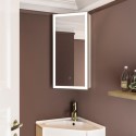 LYKOSBB600 Single Door Corner Brass Bathroom Mirror Cabinet with Lights 300 x 600mm - Lykos