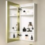GRADE A1 - Single Door Corner Brass Mirrored Bathroom Cabinets with Lights 300 x 600mm - Lykos
