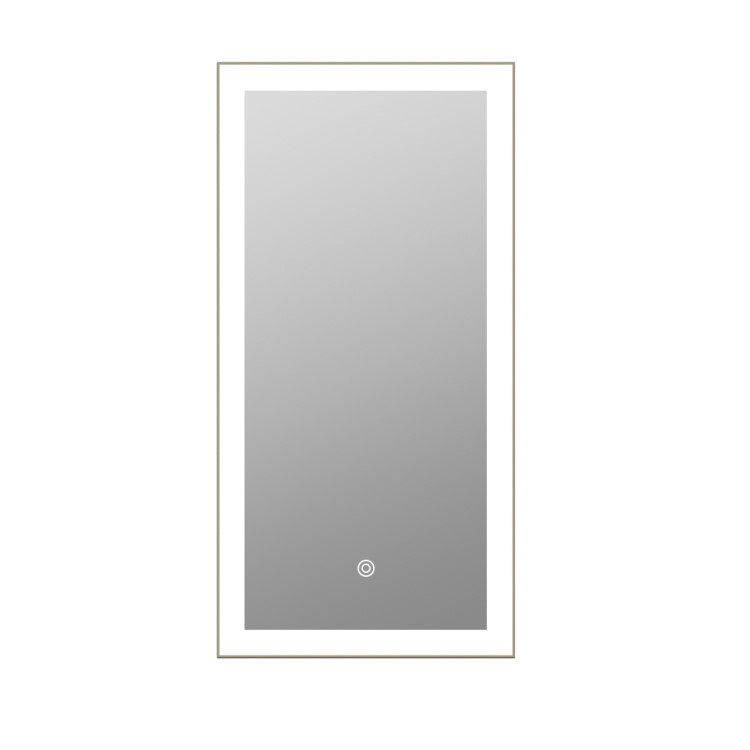 GRADE A1 - Single Door Corner Brass Mirrored Bathroom Cabinets with Lights 300 x 600mm - Lykos