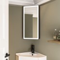 LYKOSMB600 Single Door Corner Black Bathroom Mirror Cabinet with Lights 300 x 600mm - Lykos