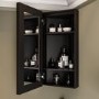 Single Door Corner Black Bathroom Mirror Cabinet with Lights 300 x 600mm - Lykos
