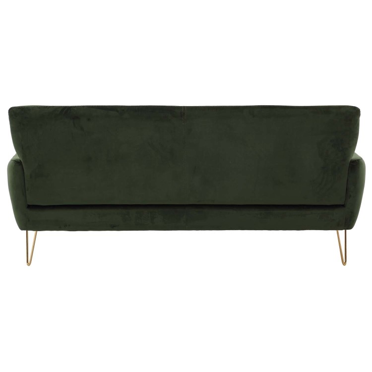 Green Velvet 2 Seater Sofa with Gold Hairpin Legs - Lyle