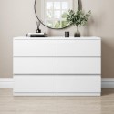 LYR003 Wide White High Gloss Chest of 6 Drawers - Lyra