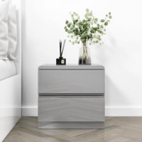 Grey High Gloss 2 Drawer Bedside Table - Lyra