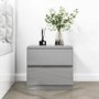 Grey High Gloss 2 Drawer Bedside Table - Lyra