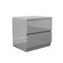 Grey High Gloss 2 Drawer Bedside Table - Lyra