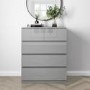 Grey High Gloss Chest of 5 Drawers - Lyra