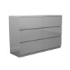 Wide Grey High Gloss Chest of 6 Drawers - Lyra