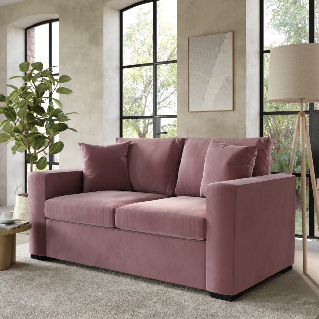 Pink Velvet Pull Out Sofa Bed - Seats 2 - Layton