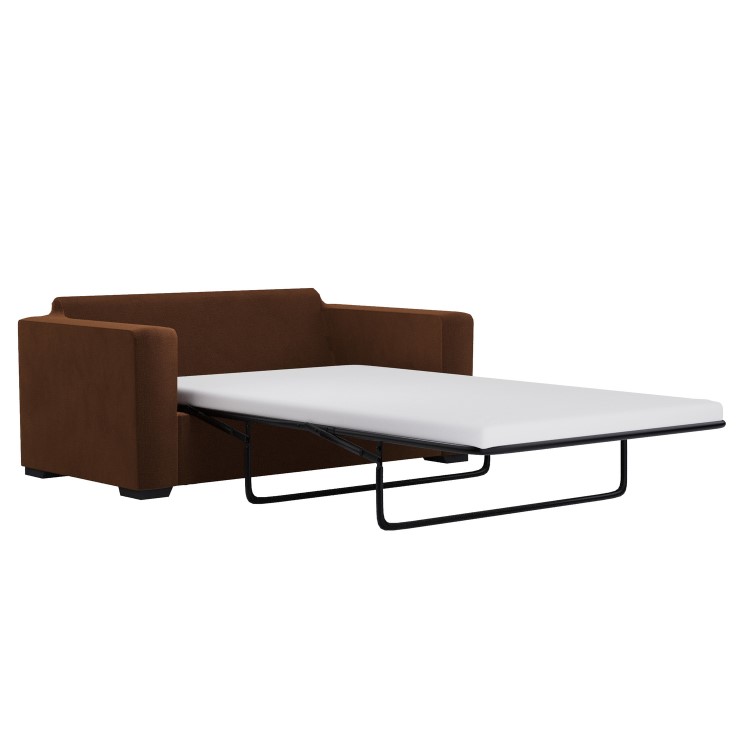 2 Seater Pull-Out Sofa  Bed in Deep Rust Chenille - Layton
