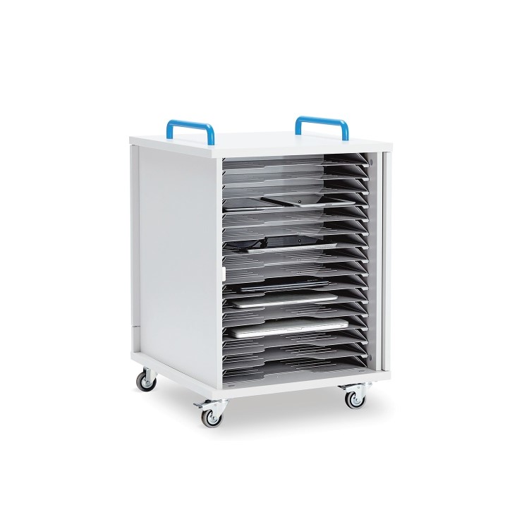Lyte 16 Single Door Metal Shelf Mobile - Mobile Unit for 16 Laptops Tablets or Chromebooks up to 15.6 Inch