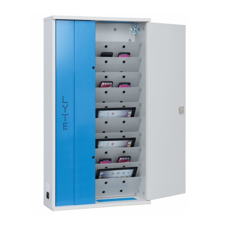 20-Device Wall Mounted Charging Cabinet for Smartphones Mobile Phones and Tablets up to 13" – Vertical