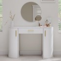 LYY001 White and Gold Large Dressing Table with Storage Drawer and Shelves - Lily