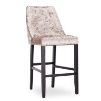 Mink Crushed Velvet Bar Stool with Back - Lovell