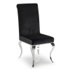 Louis Pair of Black Velvet Dining Chairs with Mirrored Legs - Vida Living