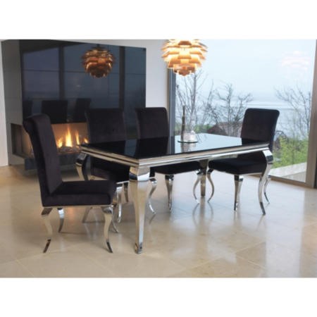 GRADE A1 Wilkinson Furniture Pair of Louis Black Dining Chairs