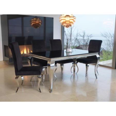 GRADE A1 - Wilkinson Furniture Pair of Louis Black Dining Chairs 
