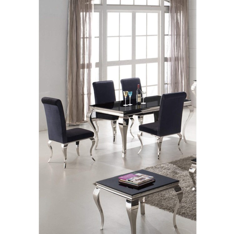 GRADE A1 - Wilkinson Furniture Pair of Louis Black Dining Chairs 